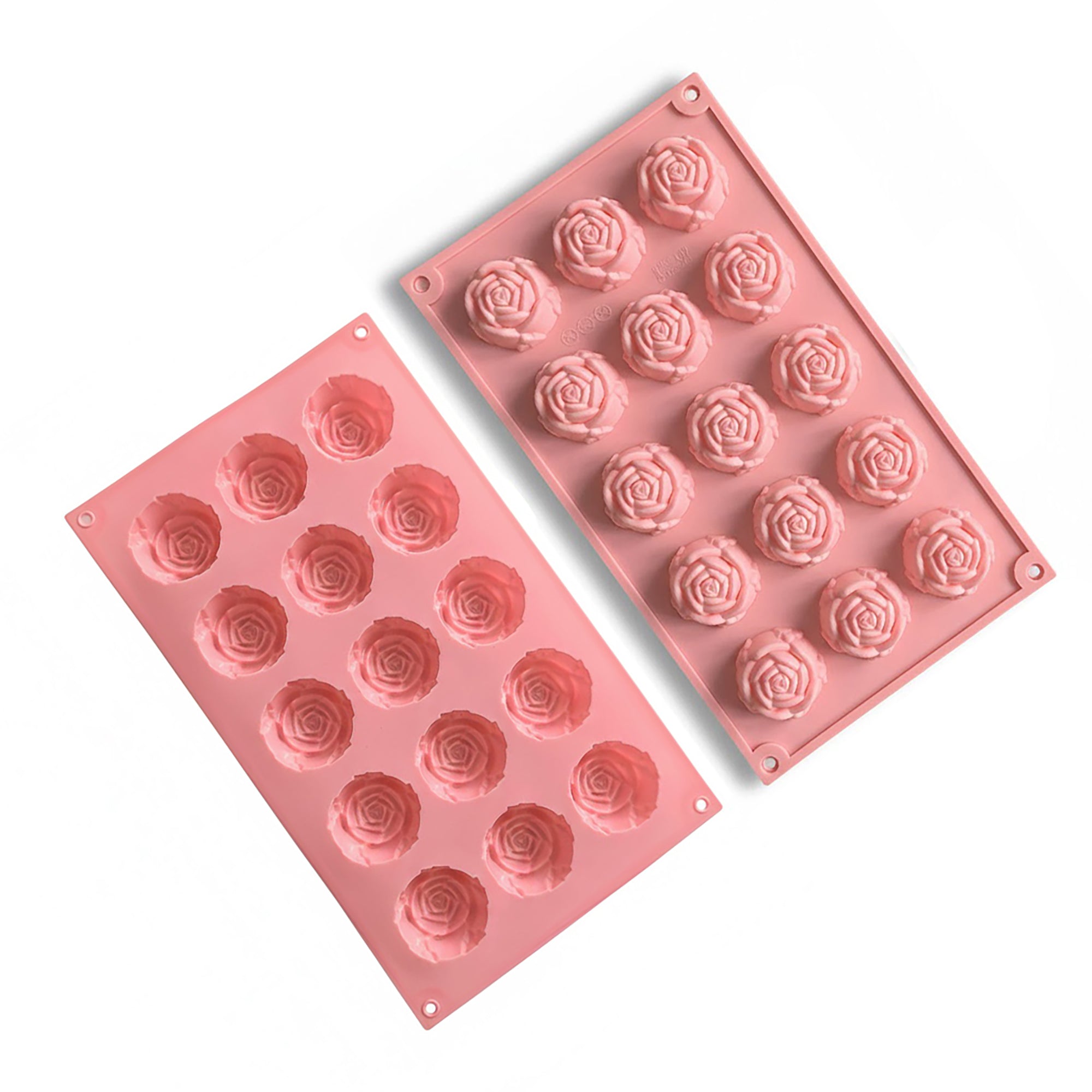 Anna-Kaci 3-Piece Rose Flower Silicone Baking Mold Set Mini Round Cake Chocolate Candy Soap Mold