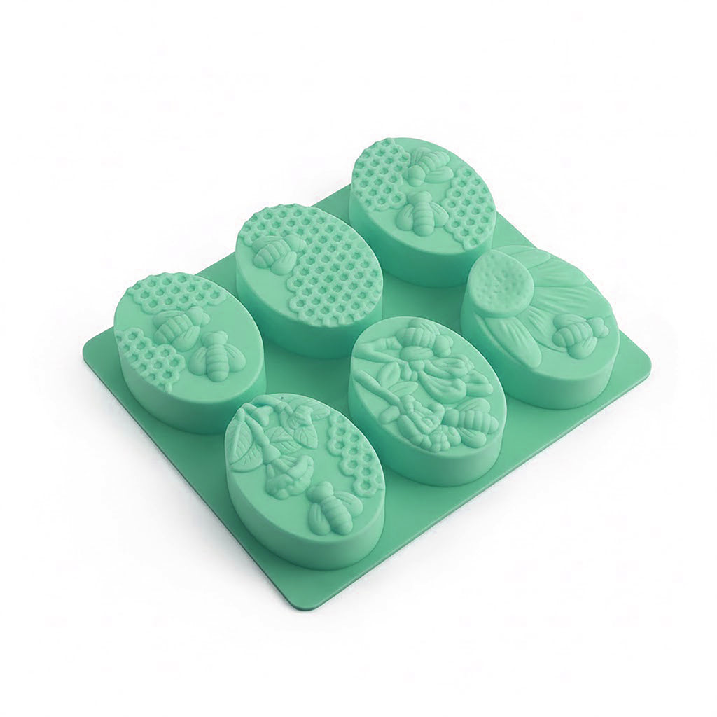 Anna-Kaci 3-Piece Bee and Honeycomb Silicone Baking Mold Set Oval Cake Chocolate Candy Soap Mold