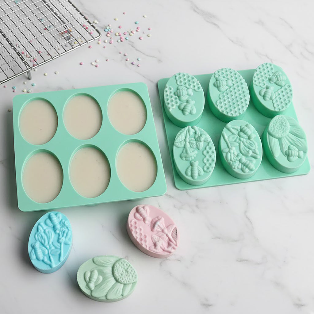 Anna-Kaci 3-Piece Bee and Honeycomb Silicone Baking Mold Set Oval Cake Chocolate Candy Soap Mold