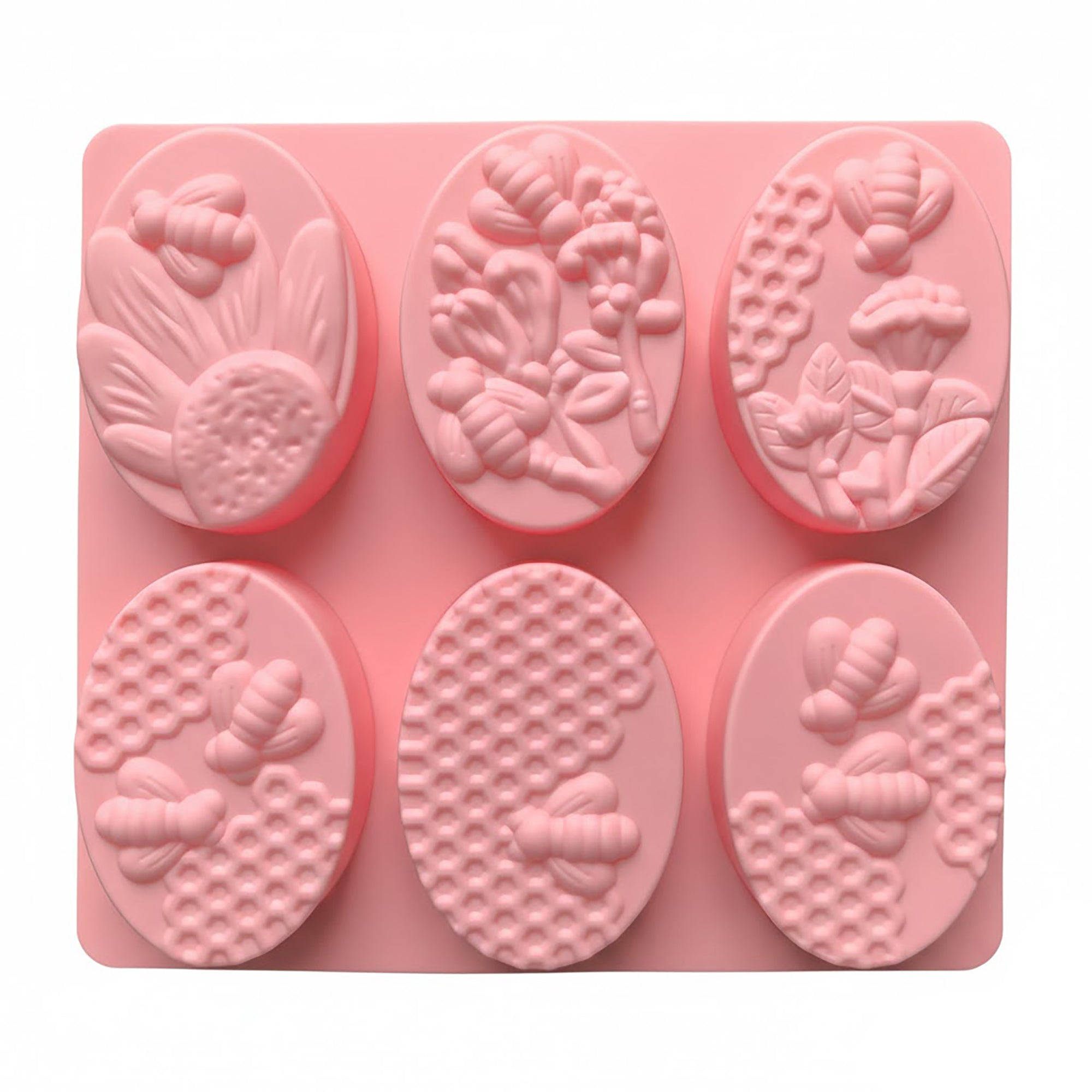 Anna-Kaci 3-Piece Bee and Honeycomb Silicone Baking Mold Set Oval Cake Chocolate Candy Soap Mold