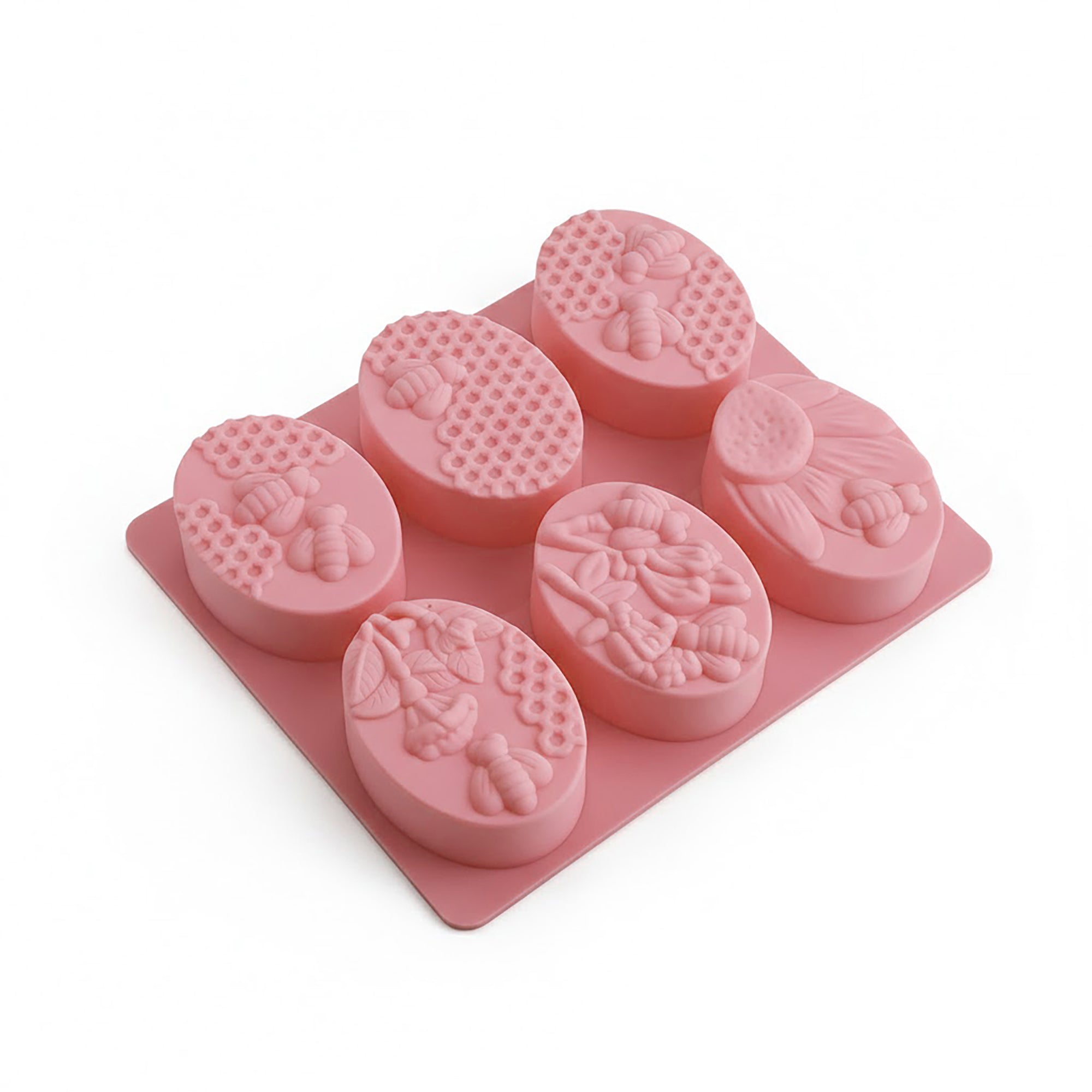 Anna-Kaci 3-Piece Bee and Honeycomb Silicone Baking Mold Set Oval Cake Chocolate Candy Soap Mold