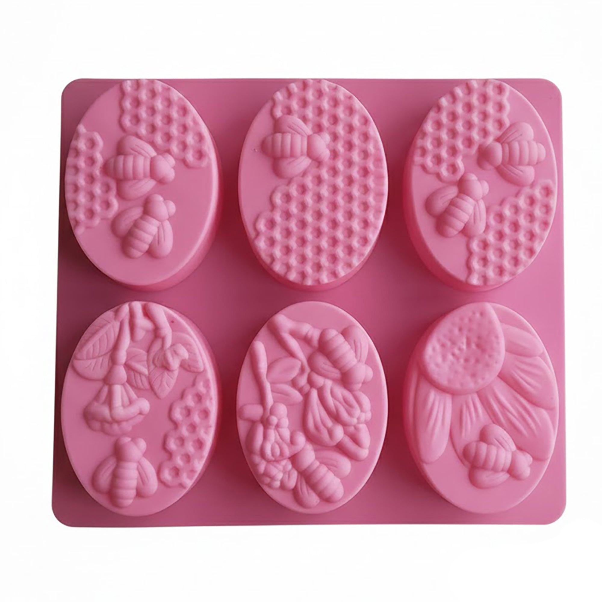 Anna-Kaci 3-Piece Bee and Honeycomb Silicone Baking Mold Set Oval Cake Chocolate Candy Soap Mold