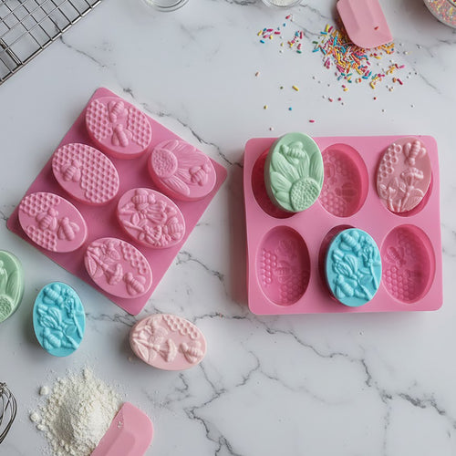 Anna-Kaci 3-Piece Bee and Honeycomb Silicone Baking Mold Set Oval Cake Chocolate Candy Soap Mold