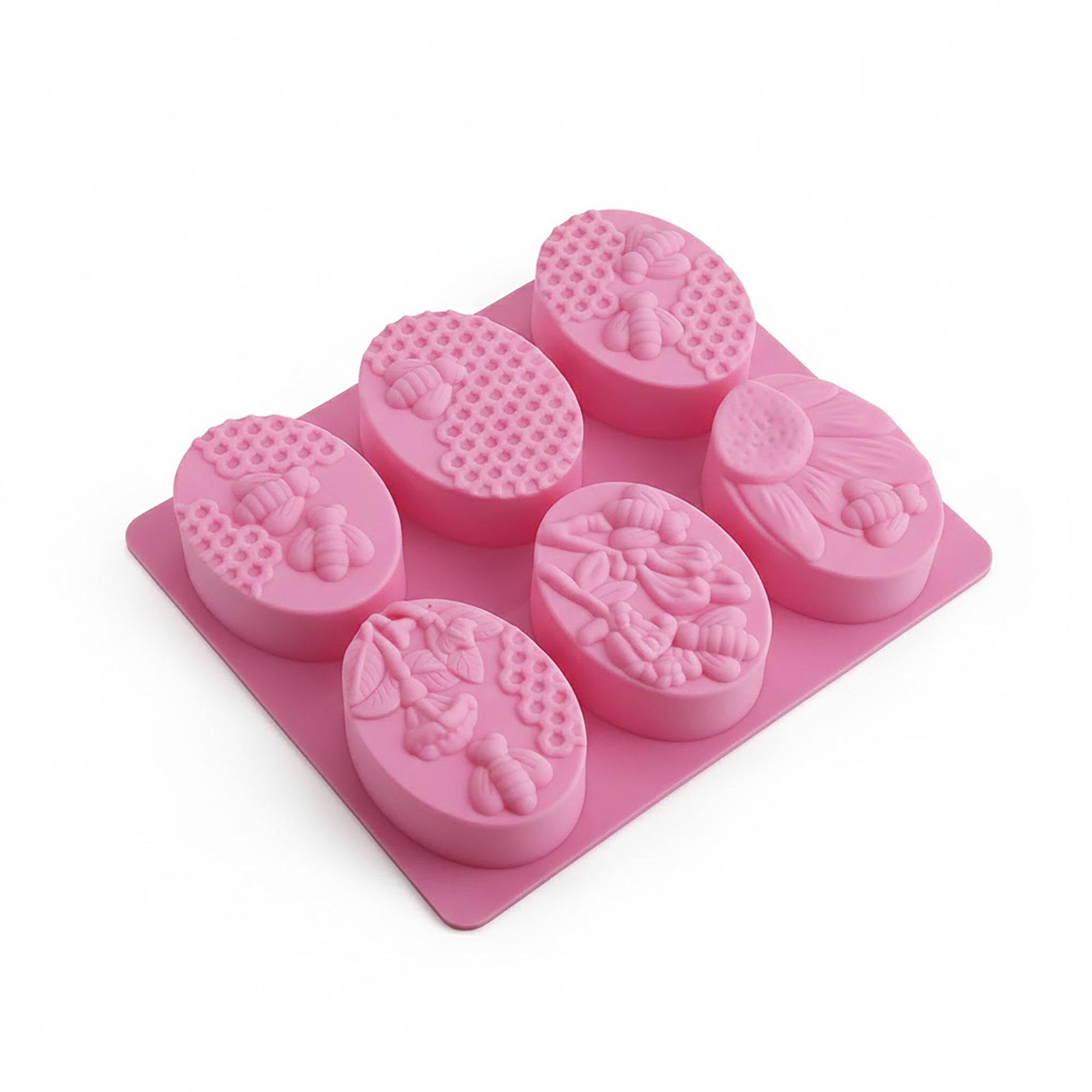 Anna-Kaci 3-Piece Bee and Honeycomb Silicone Baking Mold Set Oval Cake Chocolate Candy Soap Mold