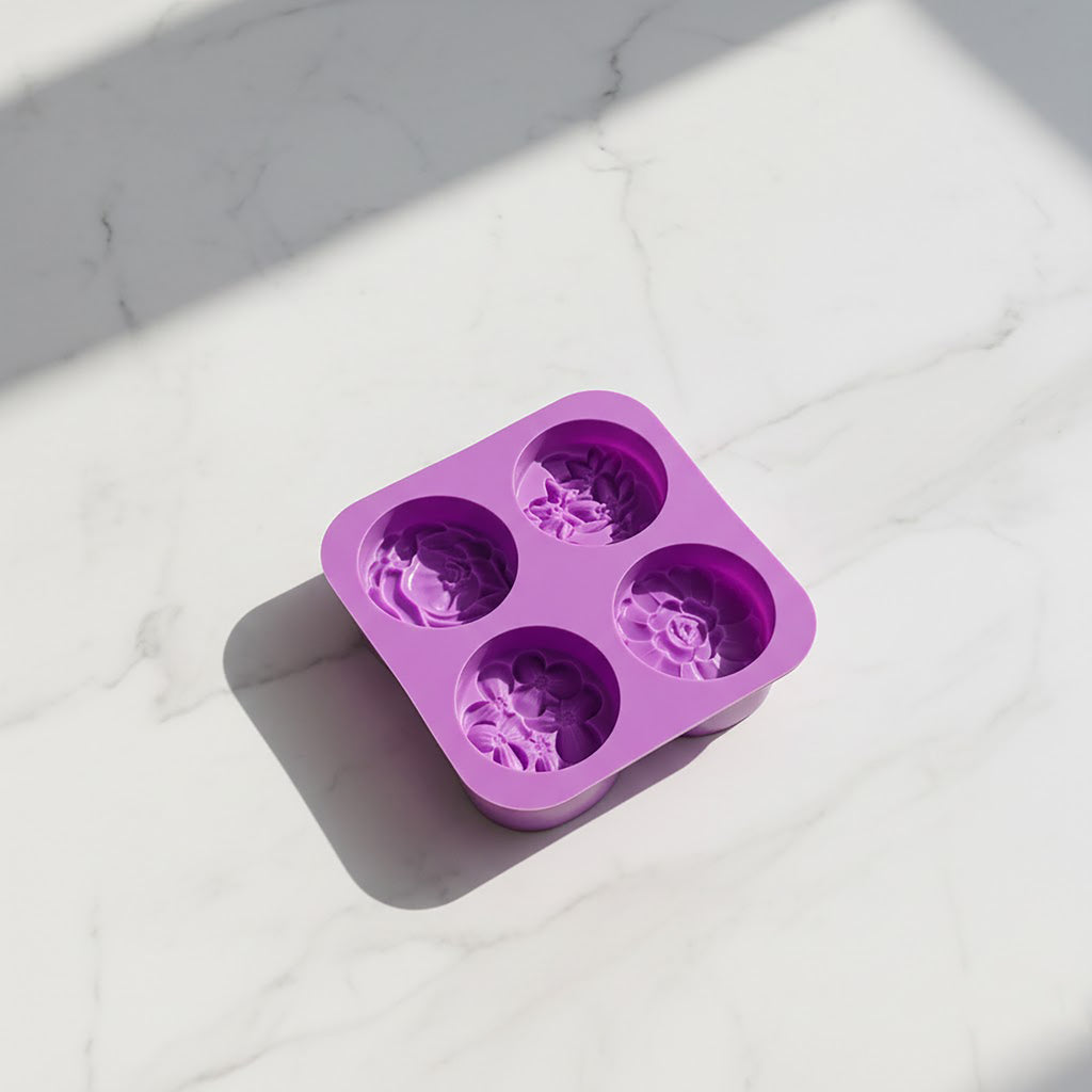 Anna-Kaci 3-Piece Floral Silicone Baking Mold Set Round Flower Cake Soap Candy Chocolate Mold