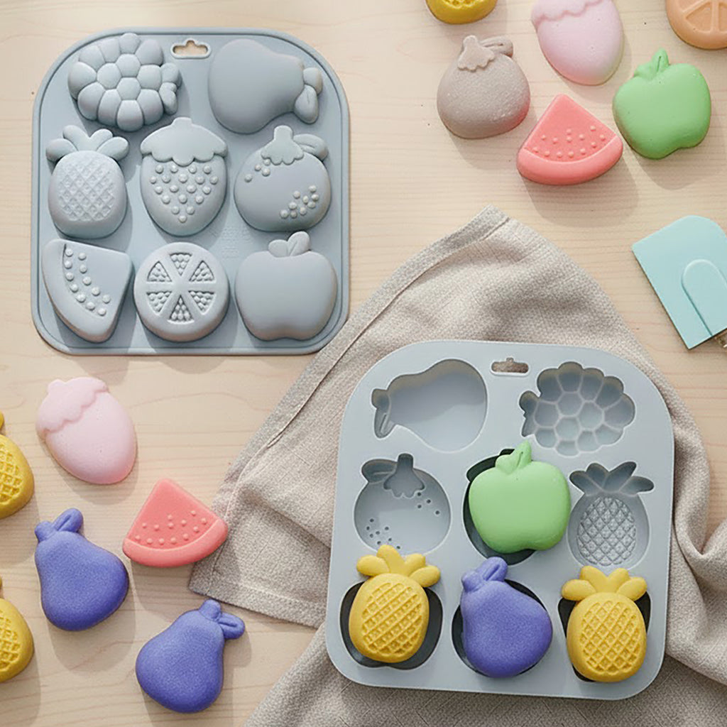 Anna-Kaci 2-Piece Fruit Shape Silicone Baking Mold Set Nonstick Flexible Chocolate Candy Dessert Mold