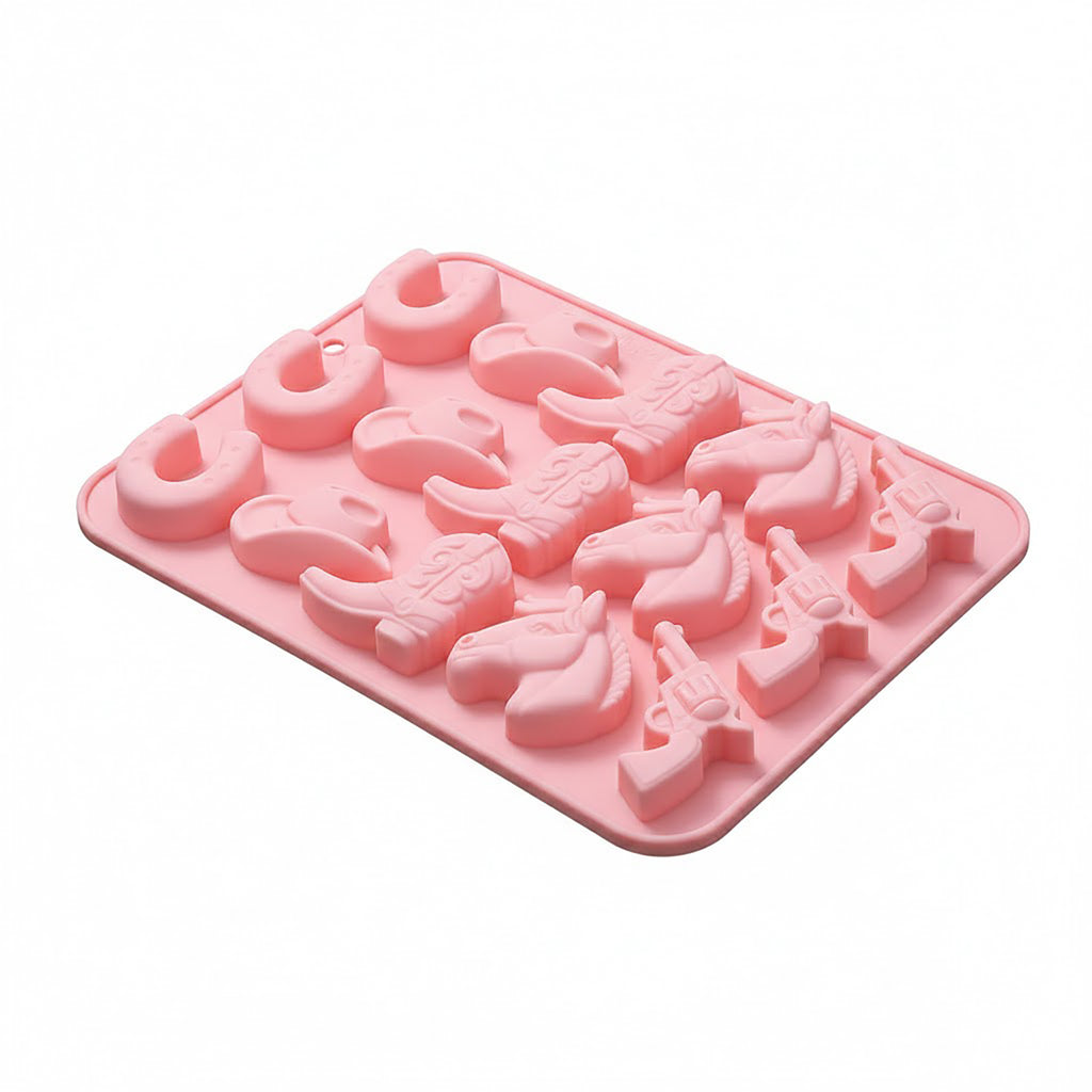 Anna-Kaci 2-Piece Western Silicone Baking Mold Set Nonstick Flexible Chocolate Candy Dessert Mold