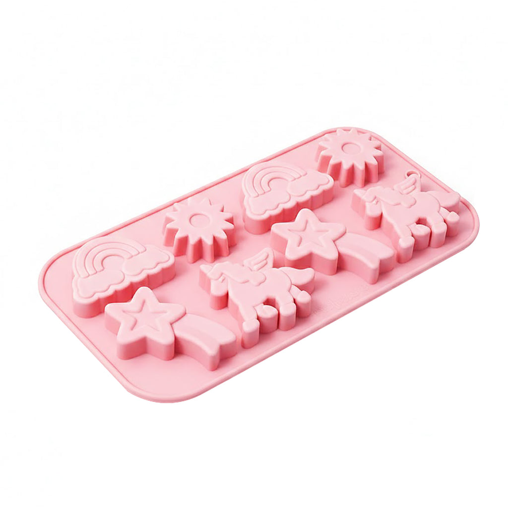 Anna-Kaci 2-Piece Rainbow and Unicorn Silicone Baking Mold Set Nonstick Flexible Candy Dessert Mold