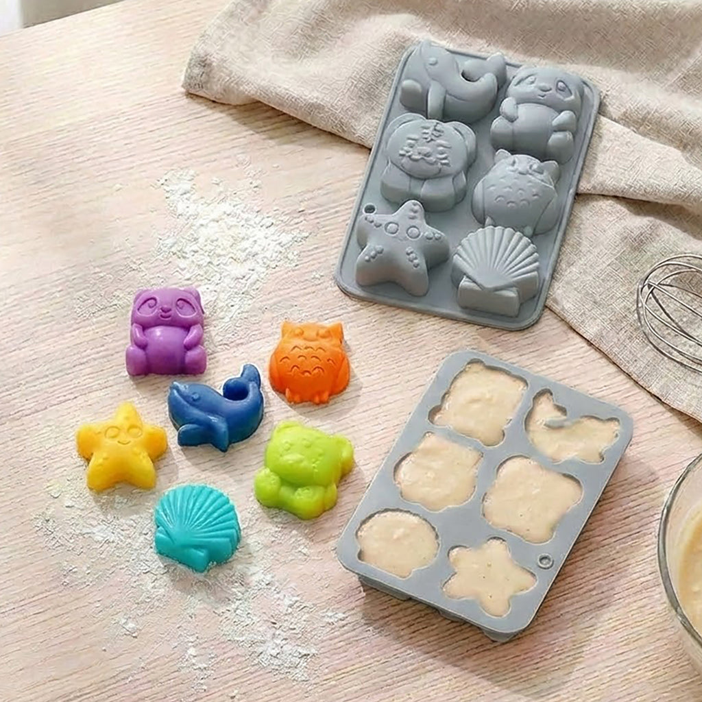Anna-Kaci 3-Piece Animal and Ocean Silicone Baking Mold Set Nonstick Flexible Chocolate Candy Mold