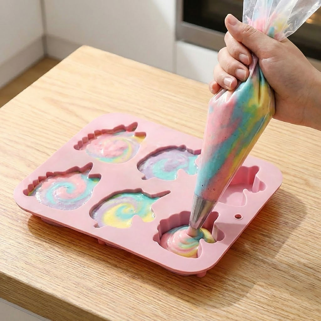 Anna-Kaci 2-Piece Unicorn Silicone Baking Mold Set Nonstick Flexible Chocolate Candy Dessert Mold