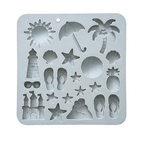 Anna-Kaci 2-Piece Beach Silicone Baking Mold Set Nonstick Summer Shape Chocolate Candy Dessert Mold