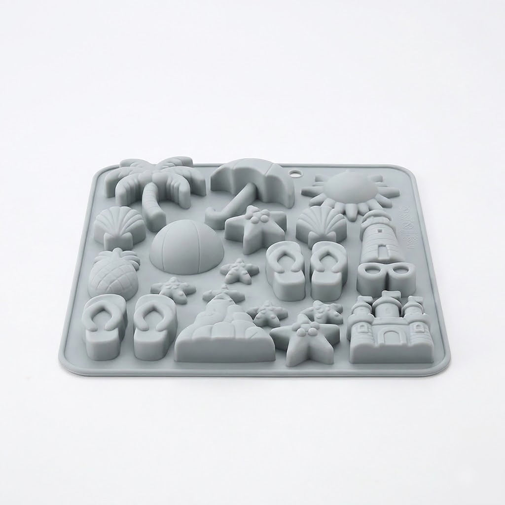 Anna-Kaci 2-Piece Beach Silicone Baking Mold Set Nonstick Summer Shape Chocolate Candy Dessert Mold