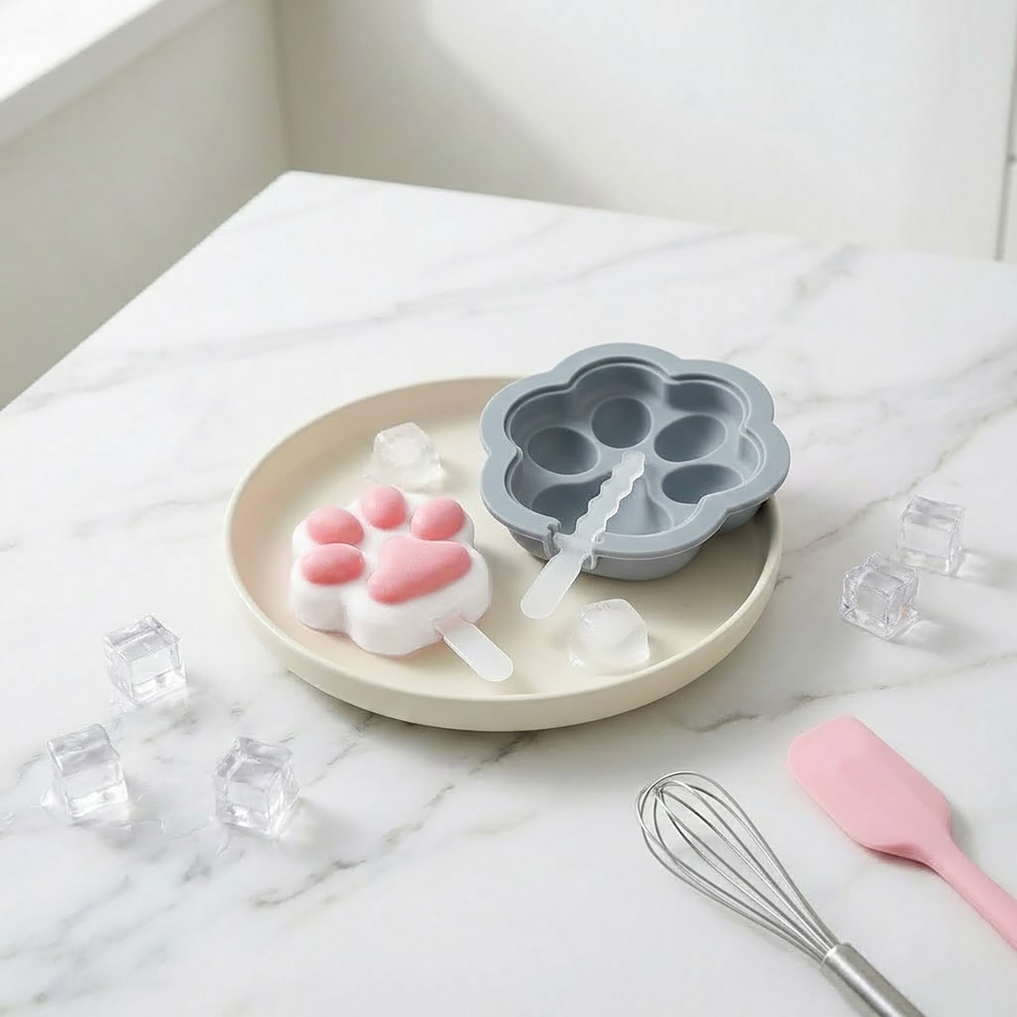 Anna-Kaci 2-Piece Silicone Popsicle Mold Set Reusable Nonstick Ice Pop Maker with Easy Release Design