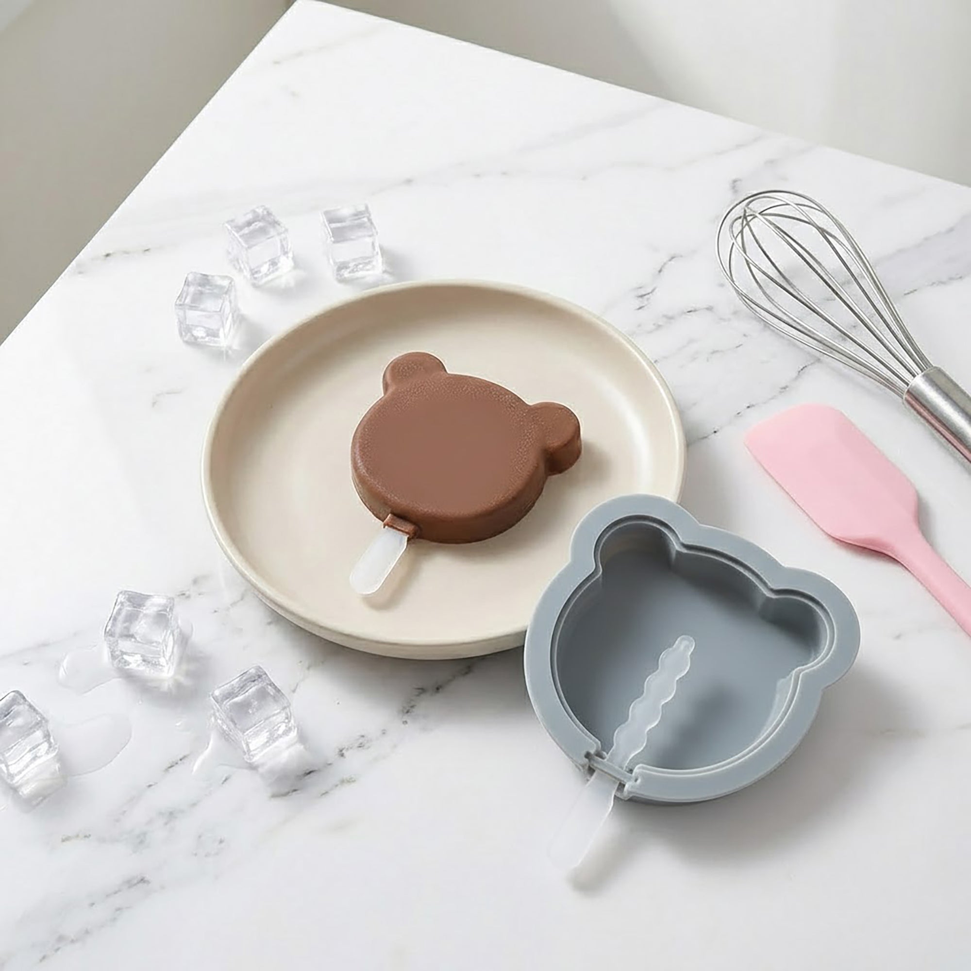 Anna-Kaci 2-Piece Silicone Popsicle Mold Set Reusable Nonstick Ice Pop Maker with Easy Release Design