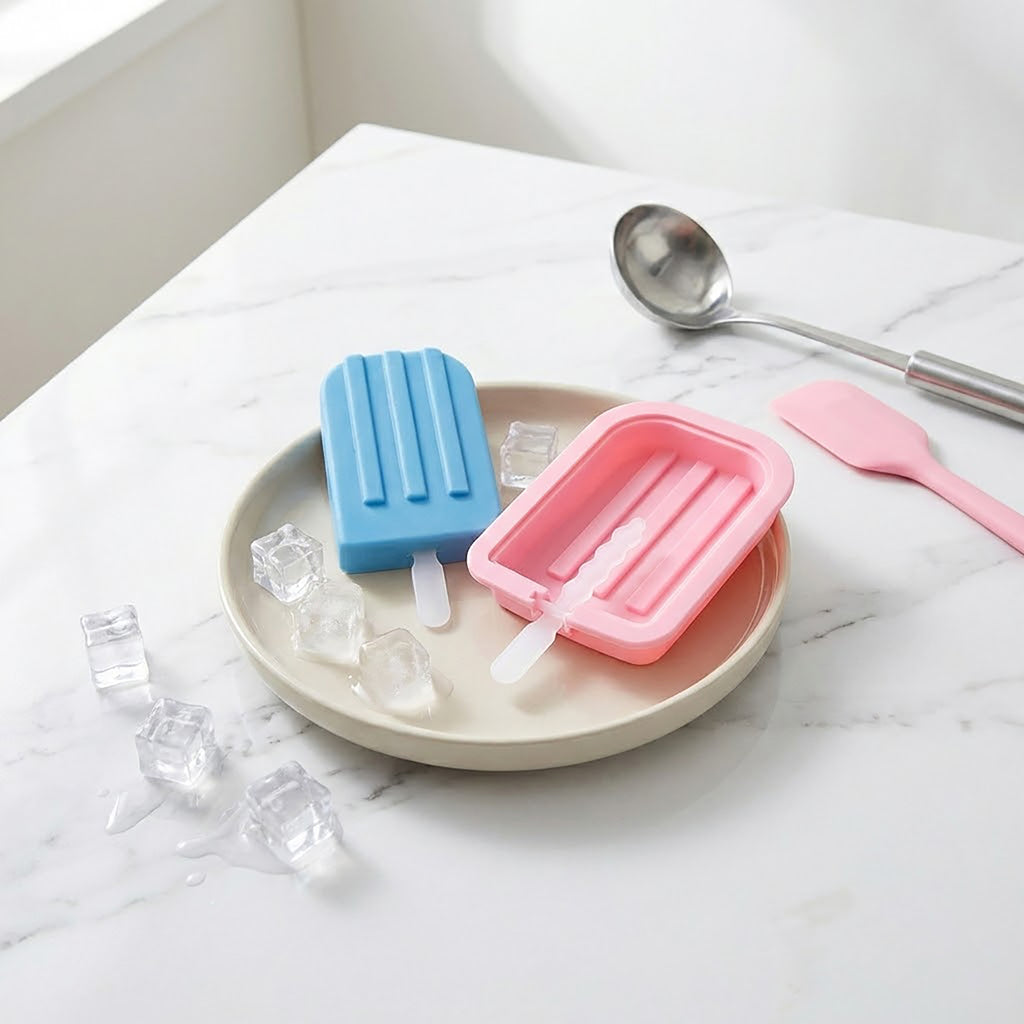 Anna-Kaci 2-Piece Silicone Popsicle Mold Set Reusable Nonstick Ice Pop Maker with Easy Release Design