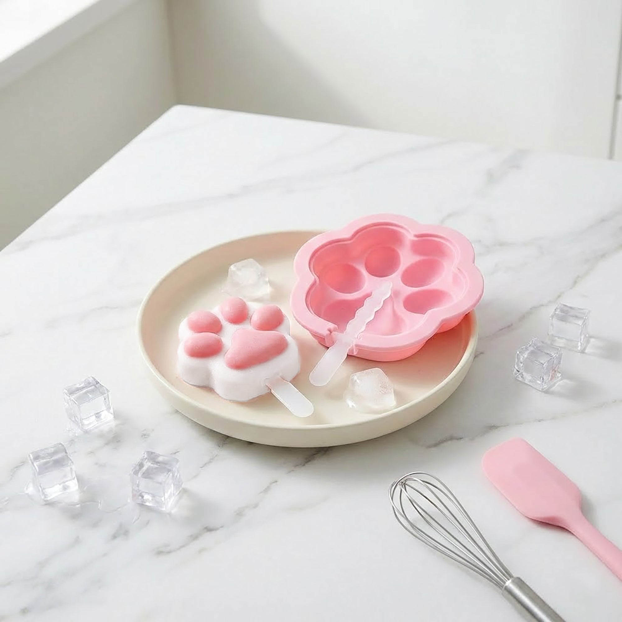 Anna-Kaci 2-Piece Silicone Popsicle Mold Set Reusable Nonstick Ice Pop Maker with Easy Release Design