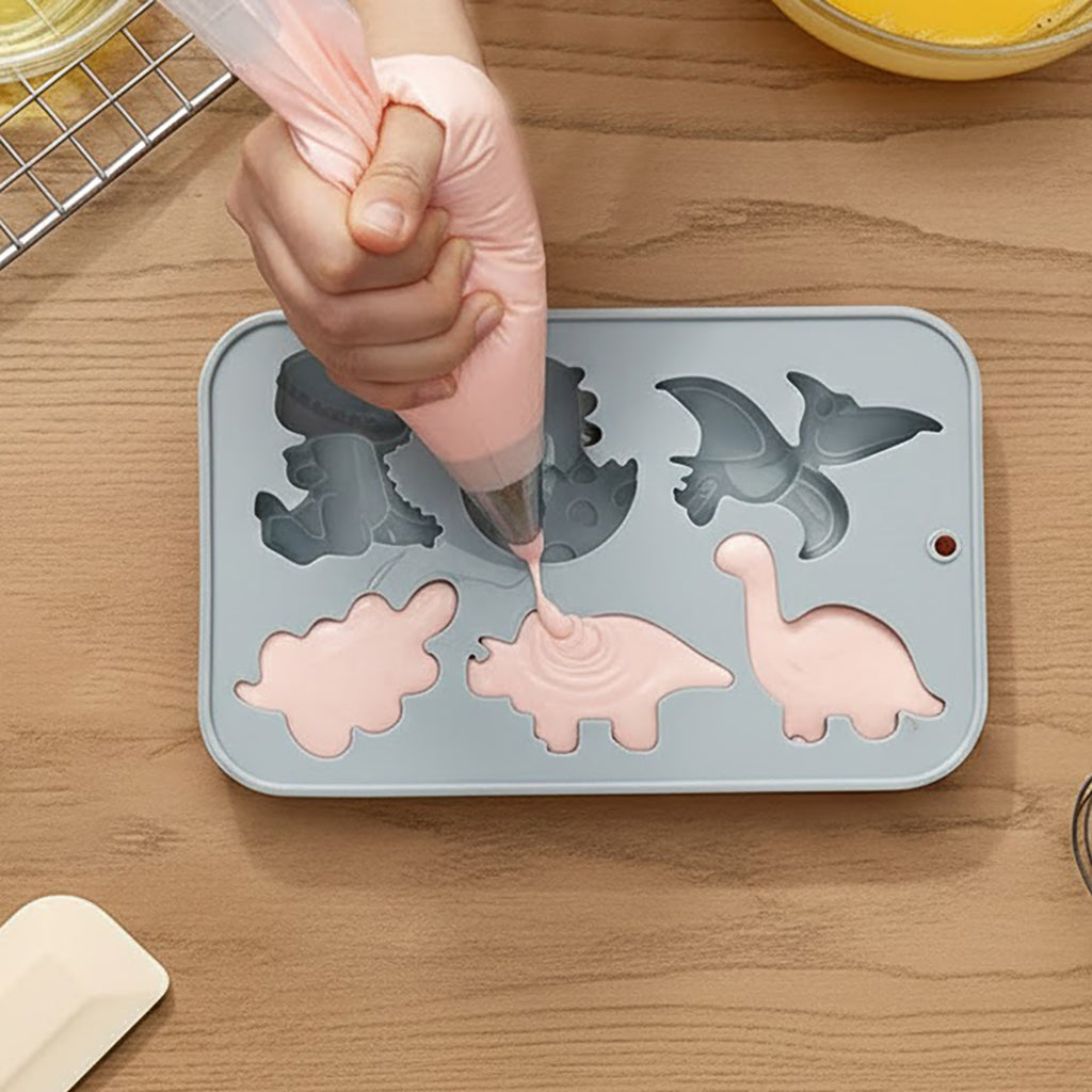 Anna-Kaci 2-Piece Dinosaur Silicone Baking Mold Set Nonstick Flexible Chocolate Candy Dessert Mold