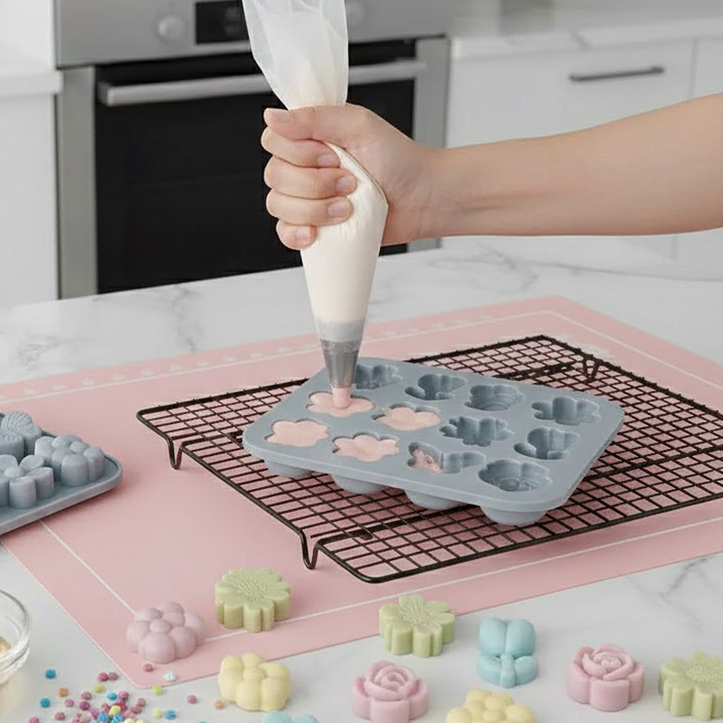 Anna-Kaci 2-Piece Silicone Flower and Butterfly Baking Mold Set Nonstick Flexible Candy Chocolate Mold