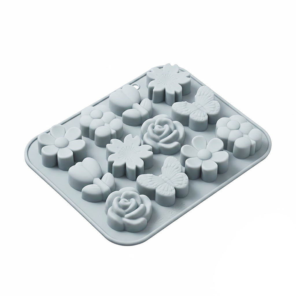 Anna-Kaci 2-Piece Silicone Flower and Butterfly Baking Mold Set Nonstick Flexible Candy Chocolate Mold