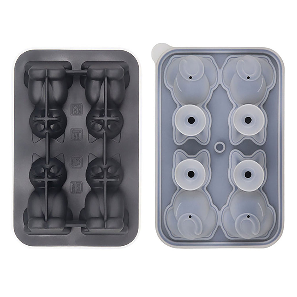 Anna-Kaci Cat Shaped Ice Cube Tray Silicone Large Mold with Easy Release Flexible Freezer Tray