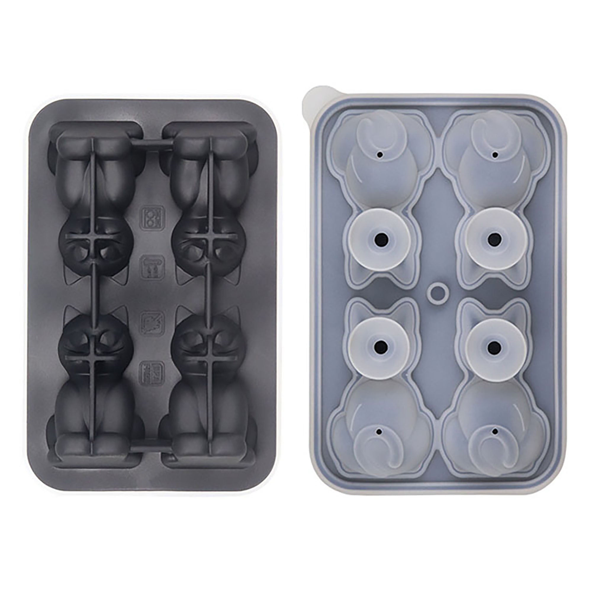 Anna-Kaci Cat Shaped Ice Cube Tray Silicone Large Mold with Easy Release Flexible Freezer Tray