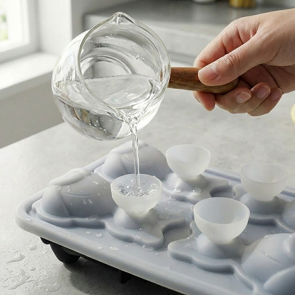 Anna-Kaci Cat Shaped Ice Cube Tray Silicone Large Mold with Easy Release Flexible Freezer Tray