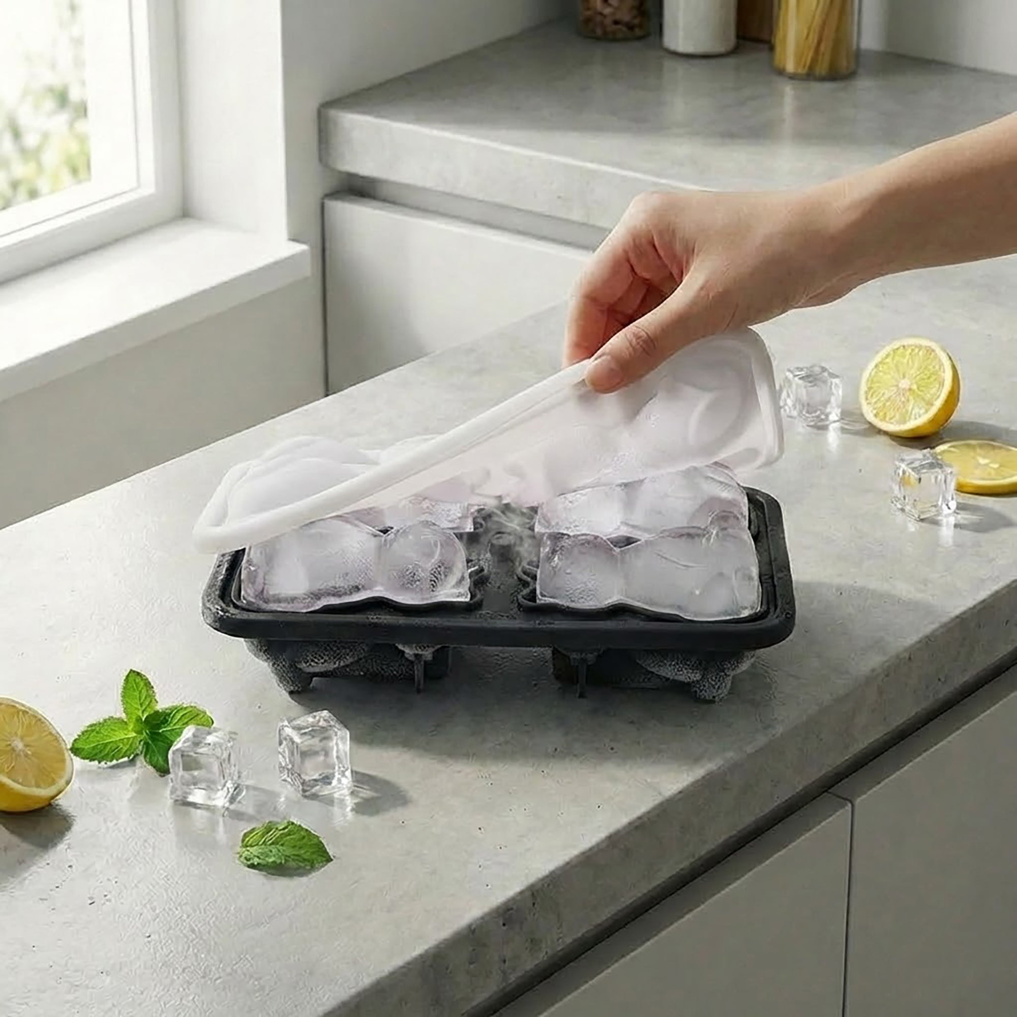 Anna-Kaci Cat Shaped Ice Cube Tray Silicone Large Mold with Easy Release Flexible Freezer Tray