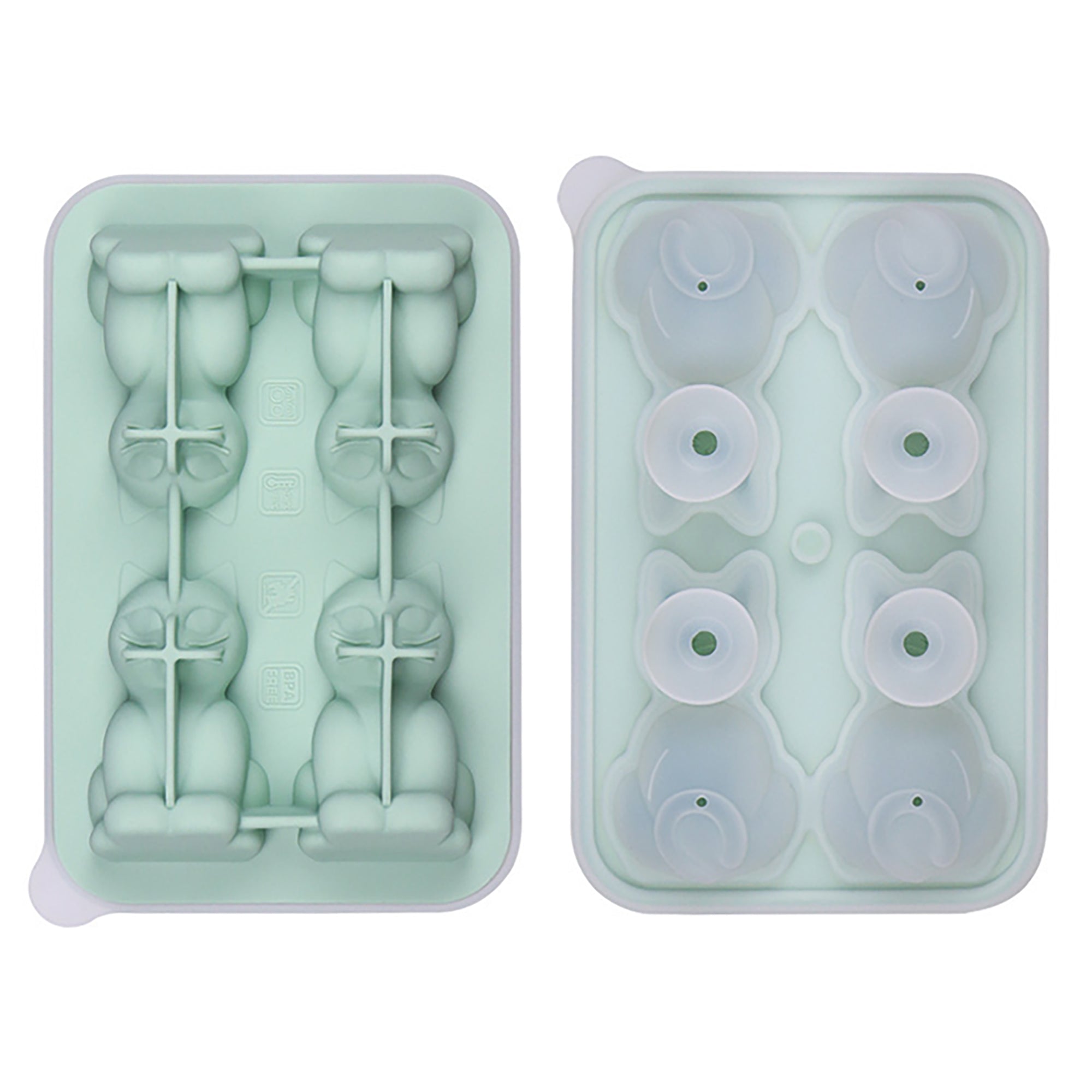 Anna-Kaci Cat Shaped Ice Cube Tray Silicone Large Mold with Easy Release Flexible Freezer Tray