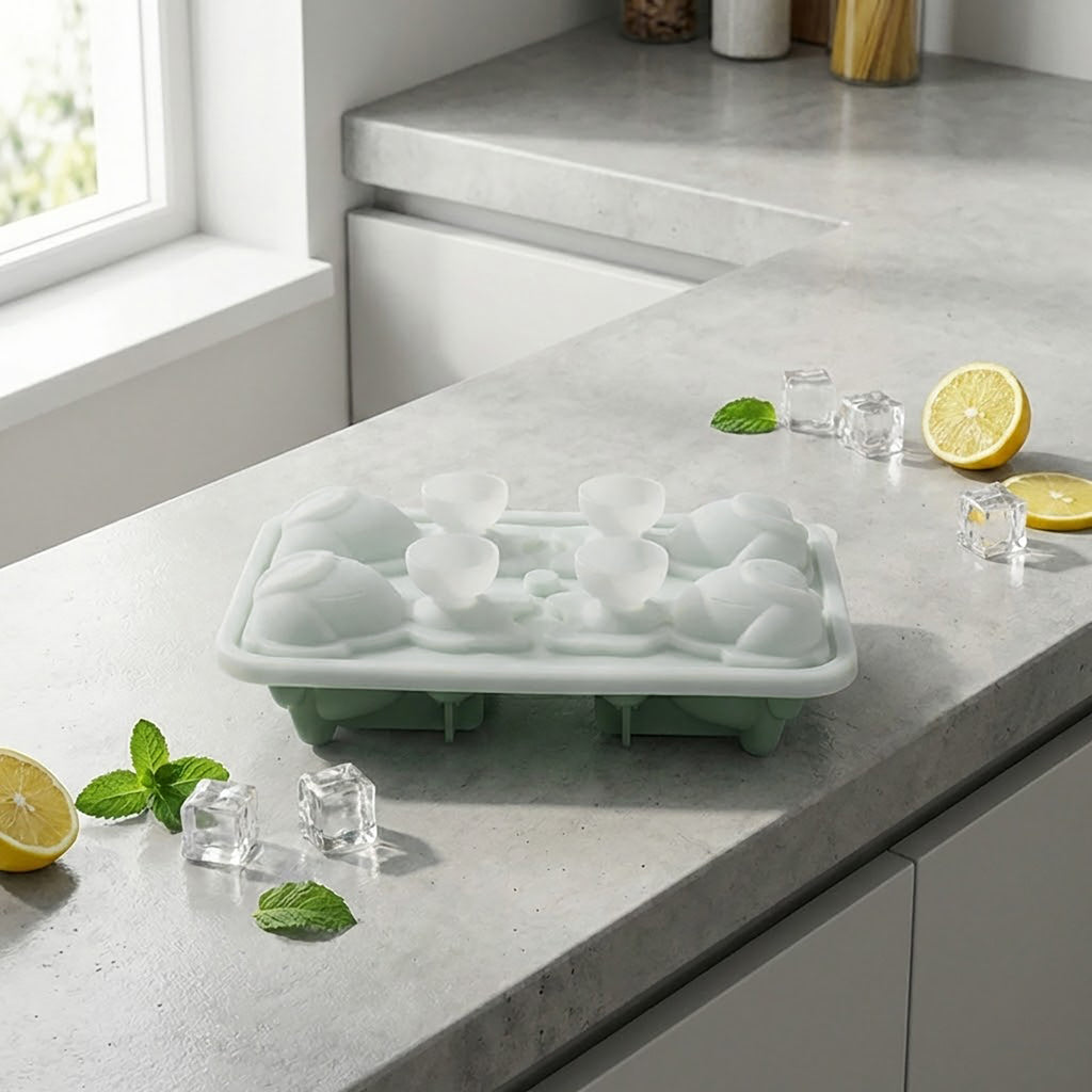 Anna-Kaci Cat Shaped Ice Cube Tray Silicone Large Mold with Easy Release Flexible Freezer Tray