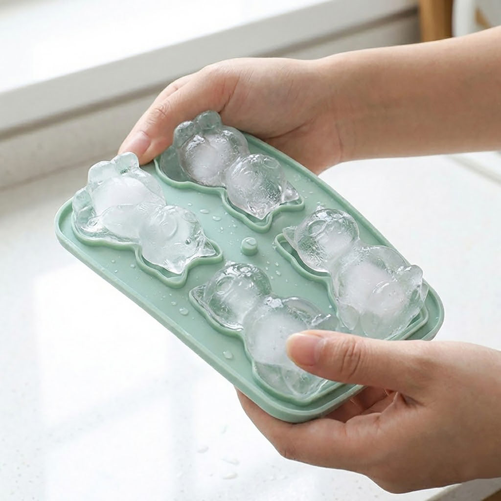 Anna-Kaci Cat Shaped Ice Cube Tray Silicone Large Mold with Easy Release Flexible Freezer Tray