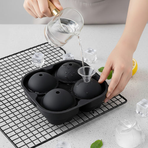 2-Pack Rose Silicone Ice Mold 4-Cavity Large Flower Ice Cube Tray with Lid