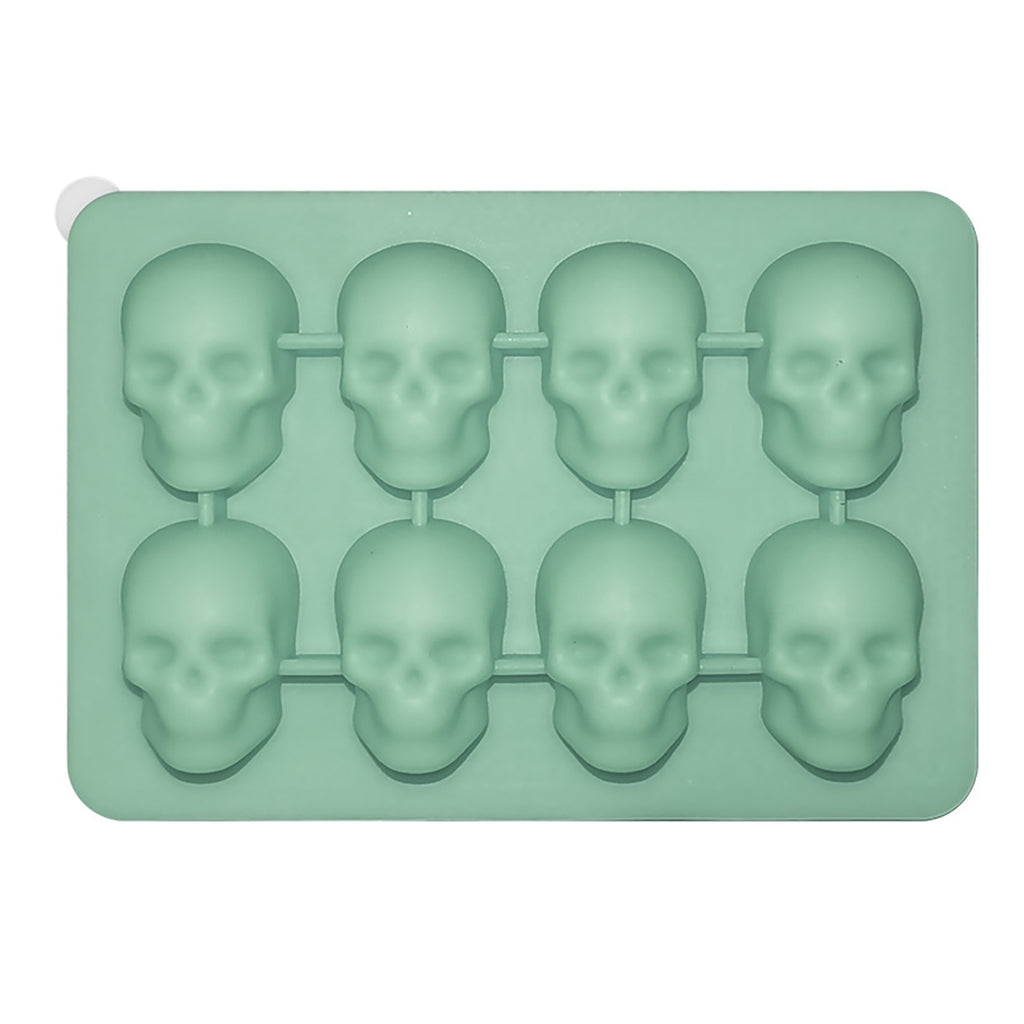 Anna-Kaci 2-Pack Skull Silicone Ice Cube Tray 8-Cavity Flexible Nonstick Halloween Drink Mold