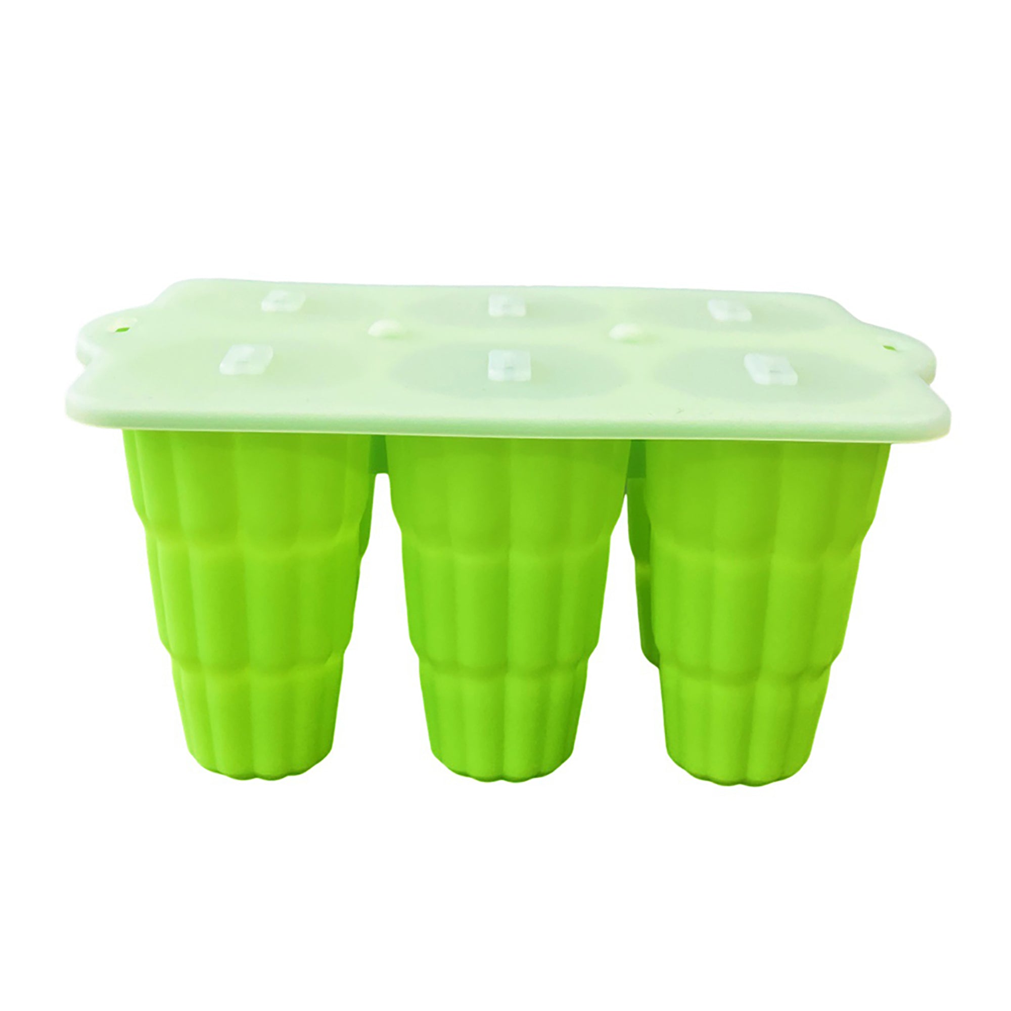 Anna-Kaci 6-Cavity Silicone Popsicle Mold with Reusable Lid Flexible Nonstick Frozen Treat Tray