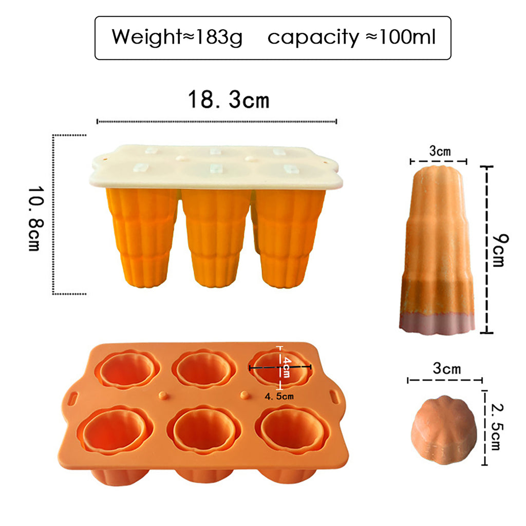 Anna-Kaci 6-Cavity Silicone Popsicle Mold with Reusable Lid Flexible Nonstick Frozen Treat Tray
