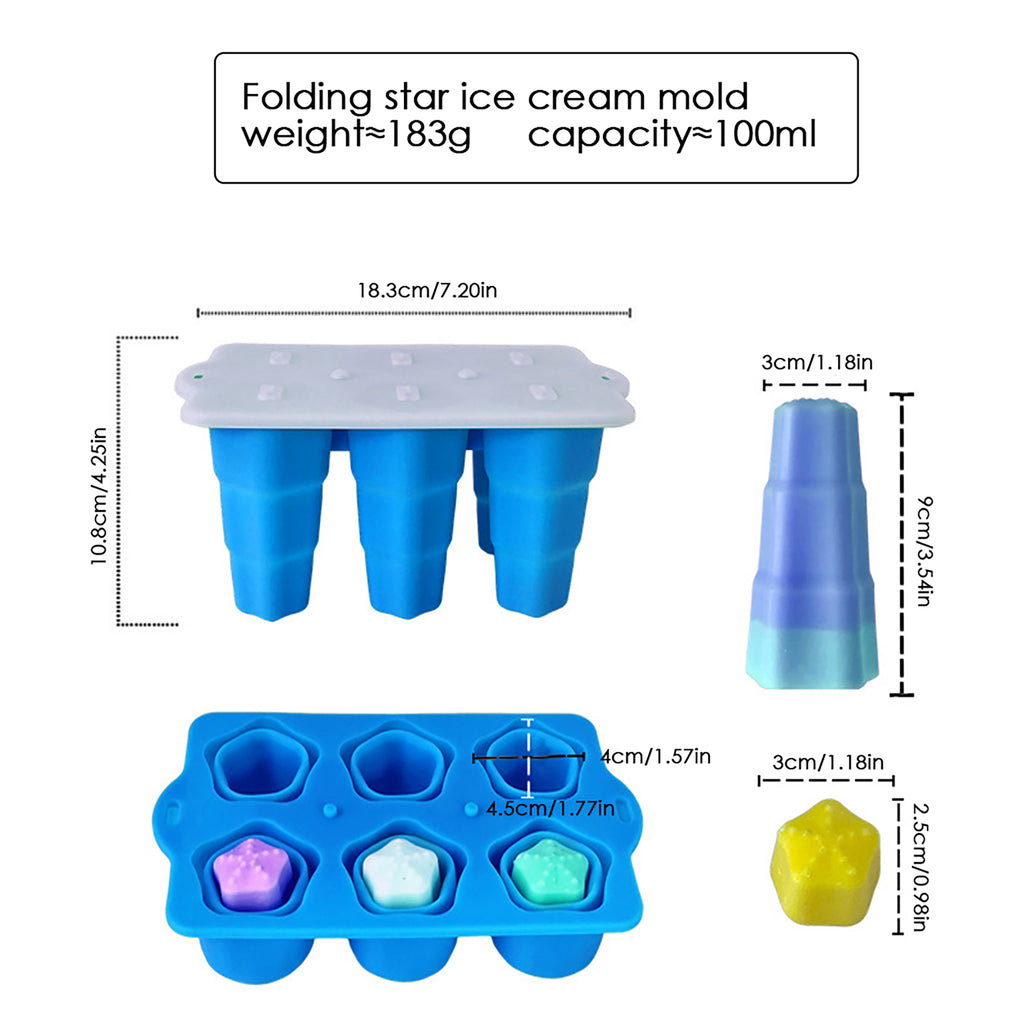 Anna-Kaci Silicone Popsicle Mold with Lid Reusable Ice Pop Maker Tray with 6 Cavities