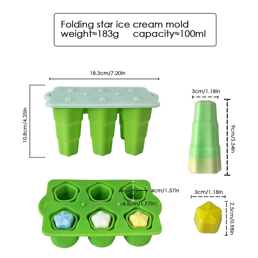 Anna-Kaci Silicone Popsicle Mold with Lid Reusable Ice Pop Maker Tray with 6 Cavities