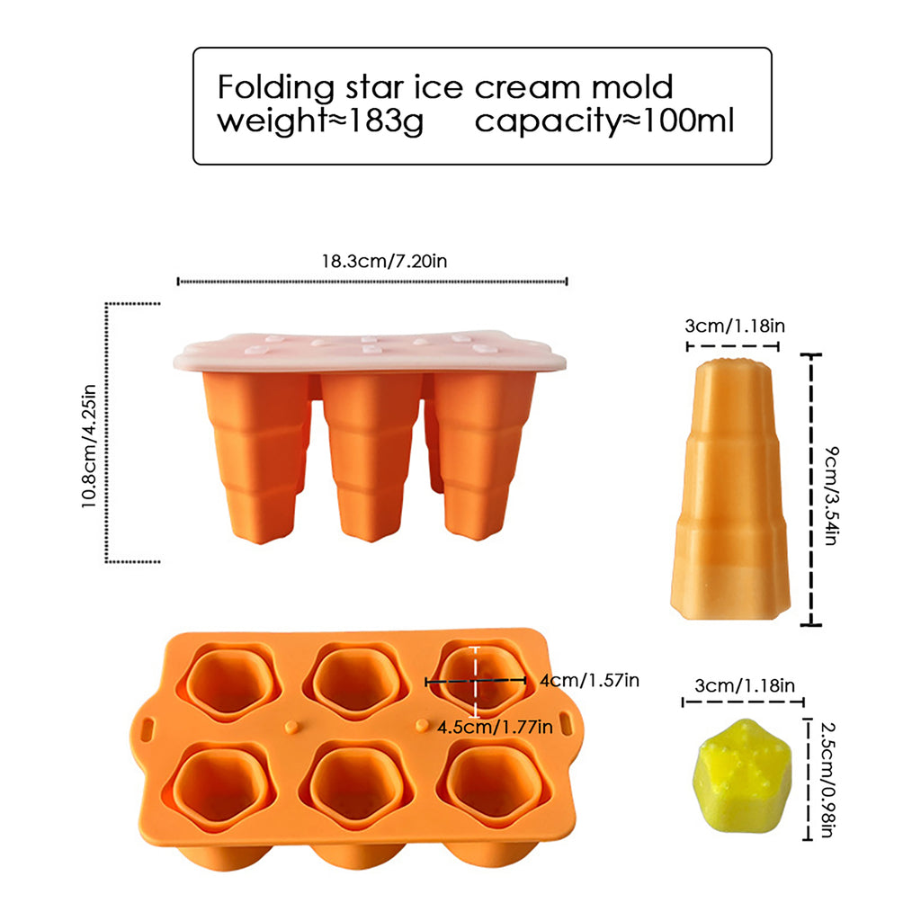 Anna-Kaci Silicone Popsicle Mold with Lid Reusable Ice Pop Maker Tray with 6 Cavities