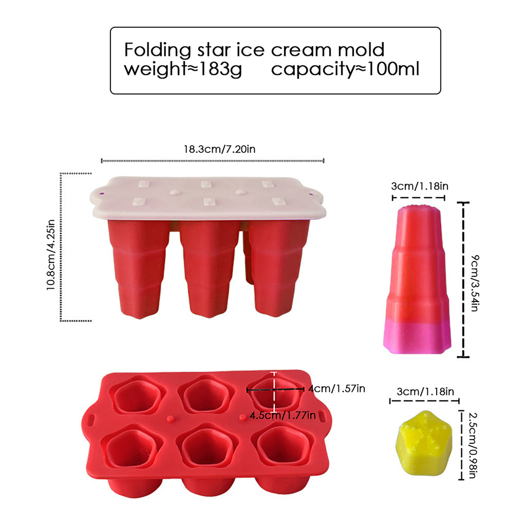 Anna-Kaci Silicone Popsicle Mold with Lid Reusable Ice Pop Maker Tray with 6 Cavities