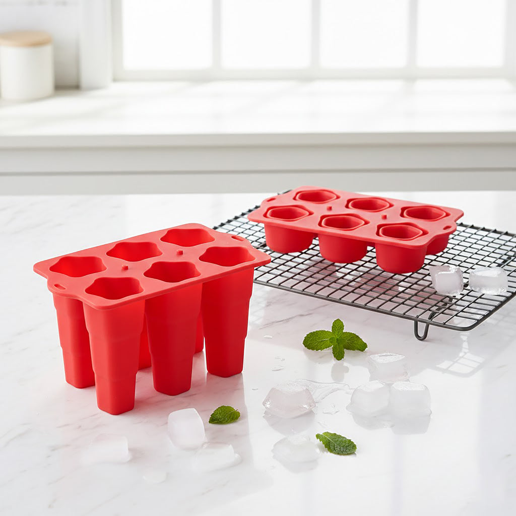 Anna-Kaci Silicone Popsicle Mold with Lid Reusable Ice Pop Maker Tray with 6 Cavities