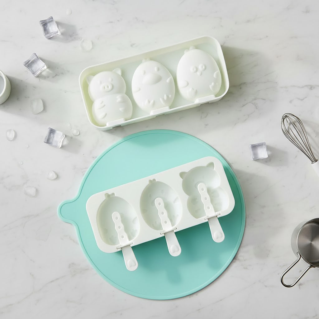 Anna-Kaci Silicone Animal Ice Mold Tray Cute Pig Duck Chick Shape Reusable Freezer Mold Set 2 Piece