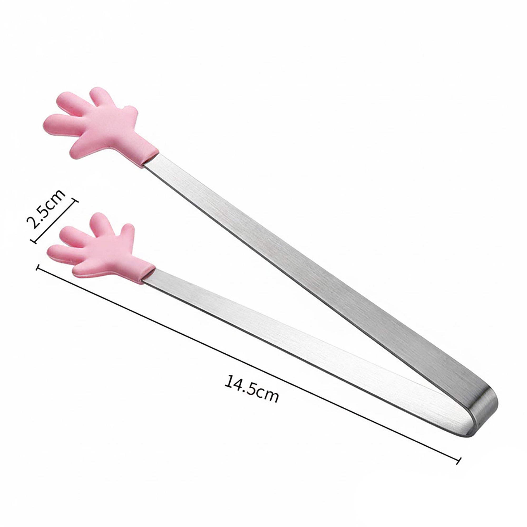 Anna-Kaci Stainless Steel Kitchen Tongs with Hand Shape Silicone Tips Serving Utensil Set 3 Piece