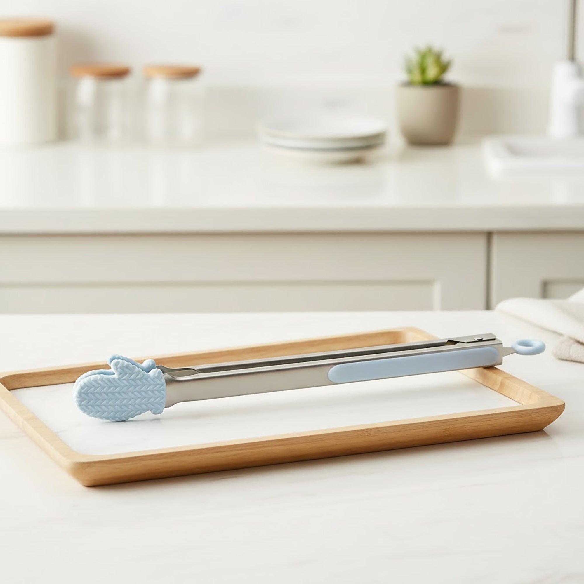 Anna-Kaci Stainless Steel Kitchen Tongs with Silicone Tips Non Slip Serving Utensil Set 2 Piece