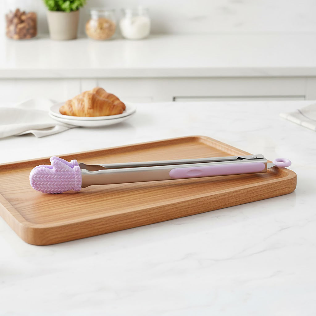 Anna-Kaci Stainless Steel Kitchen Tongs with Silicone Tips Non Slip Serving Utensil Set 2 Piece