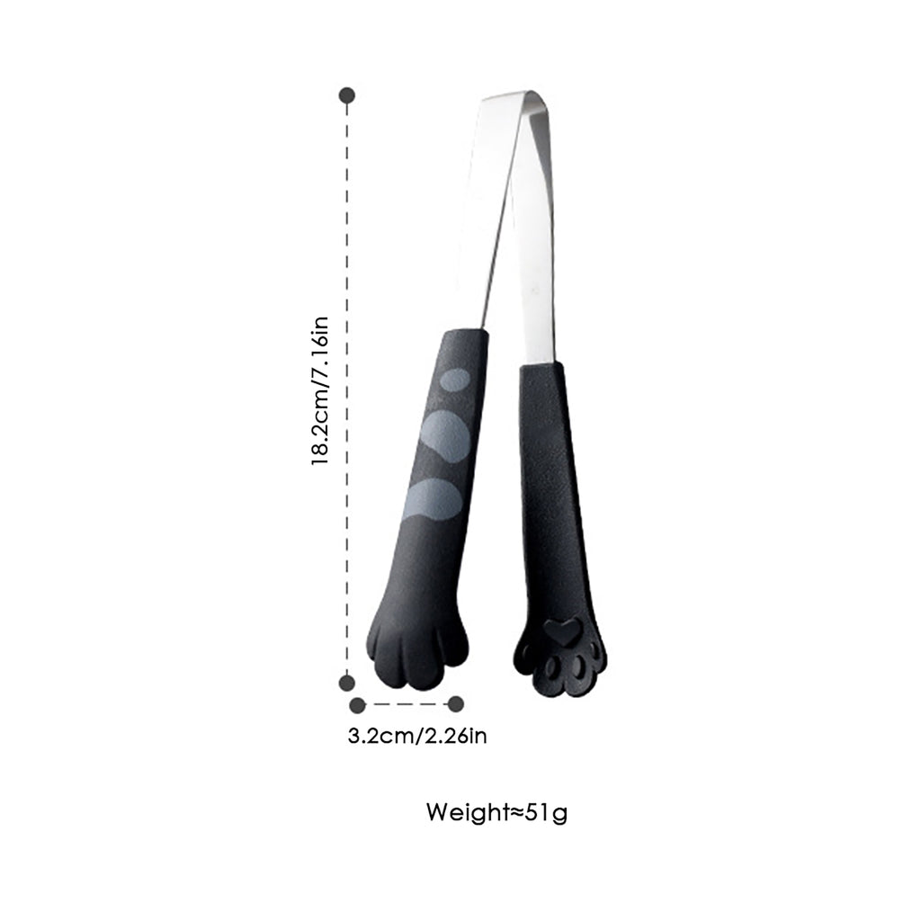 Anna-Kaci Stainless Steel Kitchen Tongs with Paw Handle Design Serving Utensil Set 2 Piece