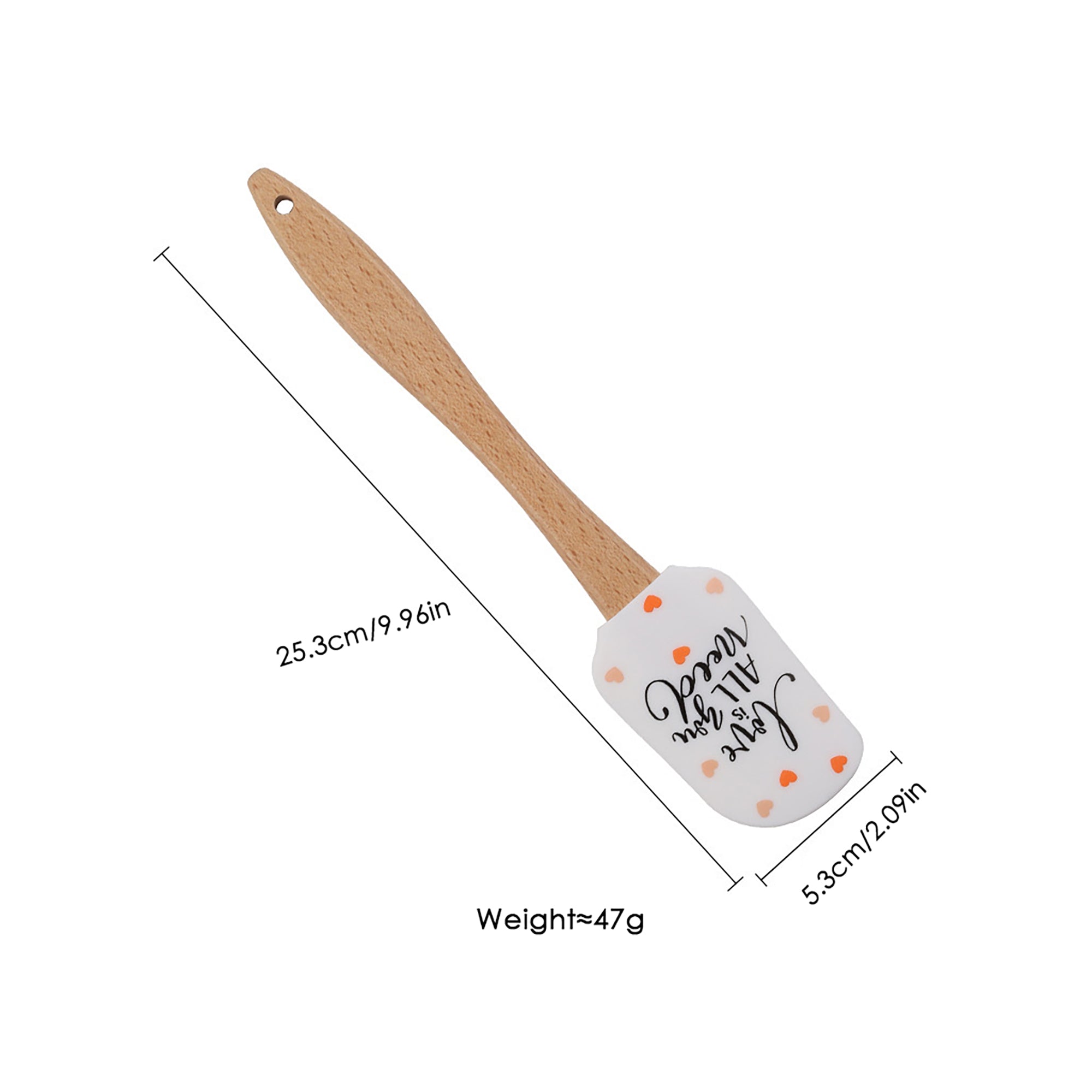 Anna-Kaci Silicone Spatula Set XO Heart Print Wooden Handle Heat Resistant Baking Mixing Kitchen Tools 3 Piece