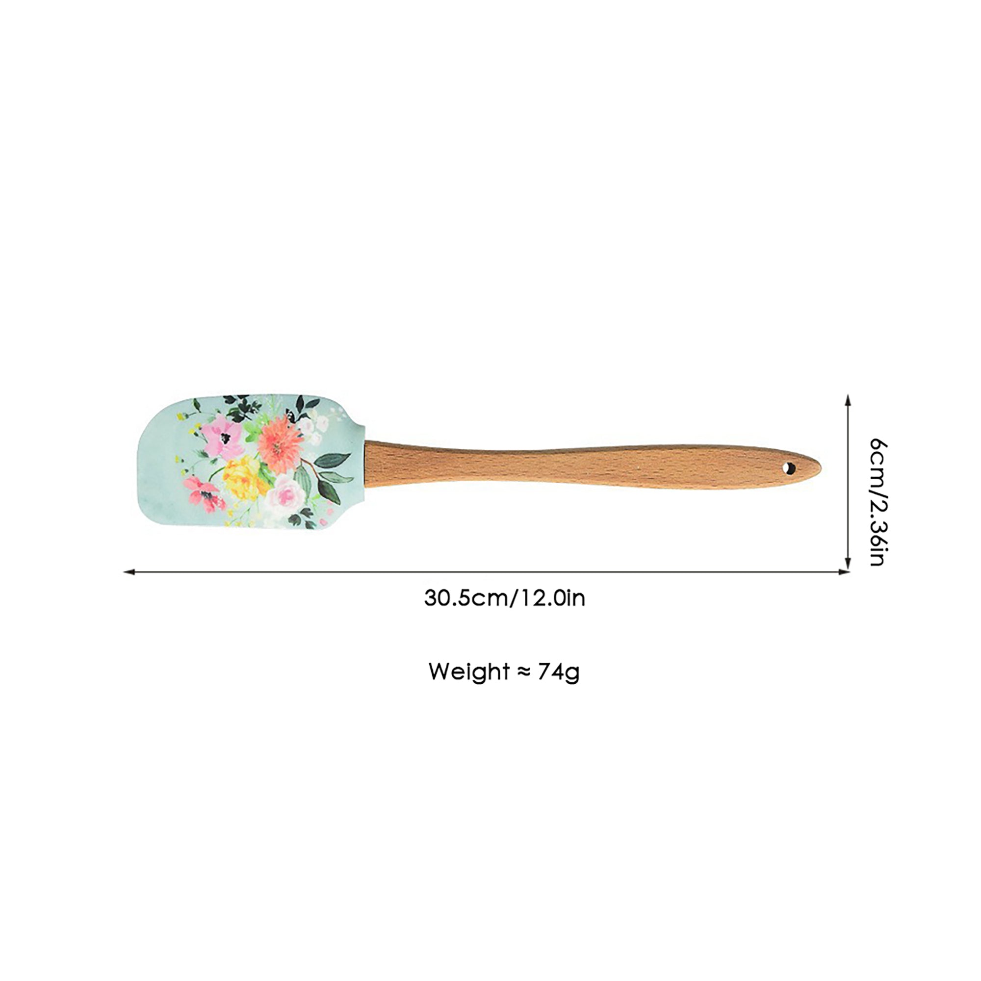 Anna-Kaci Silicone Spatula Set Butterfly Floral Print Wooden Handle Heat Resistant Baking Mixing Tools 2 Piece