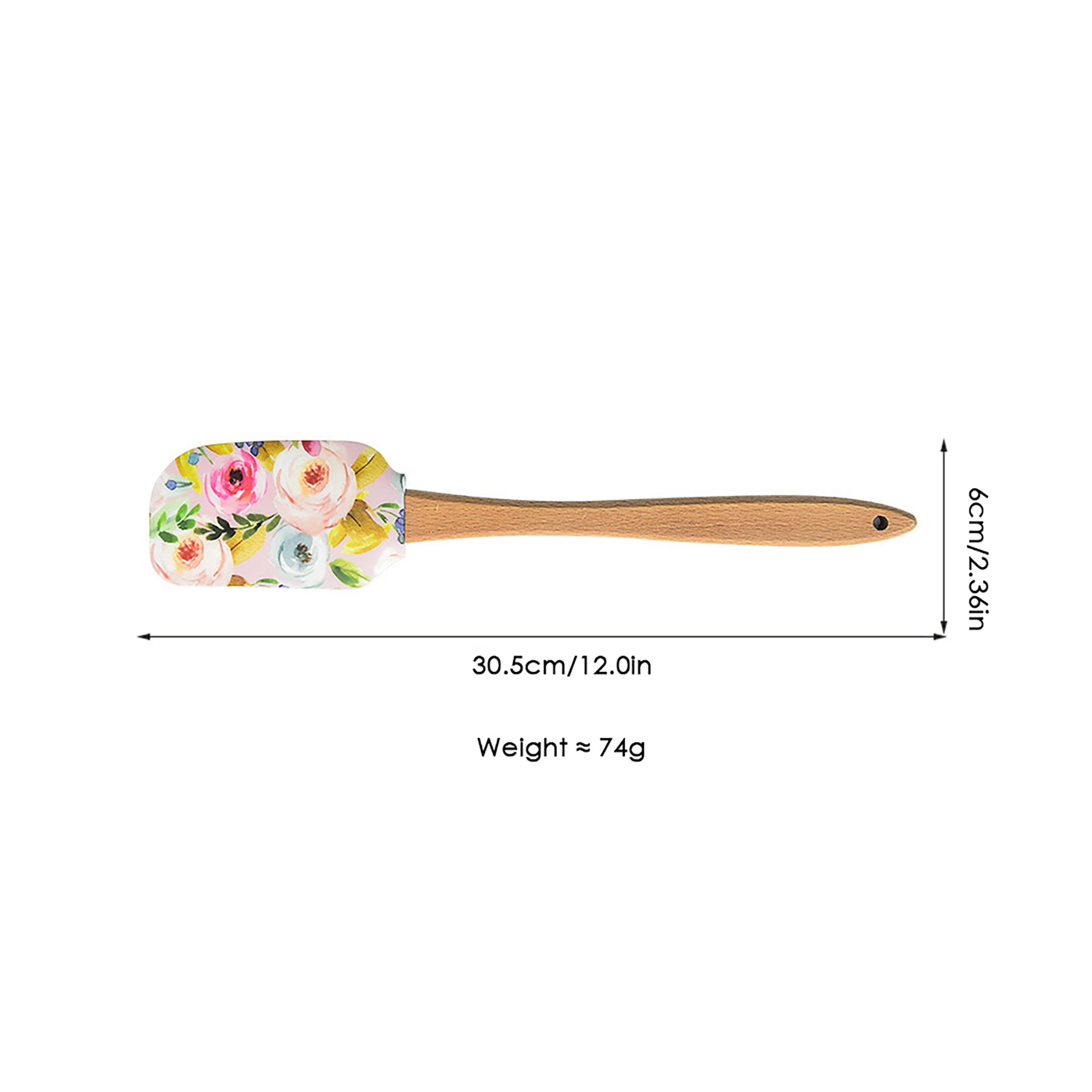 Anna-Kaci Silicone Spatula Set Butterfly Floral Print Wooden Handle Heat Resistant Baking Mixing Tools 2 Piece