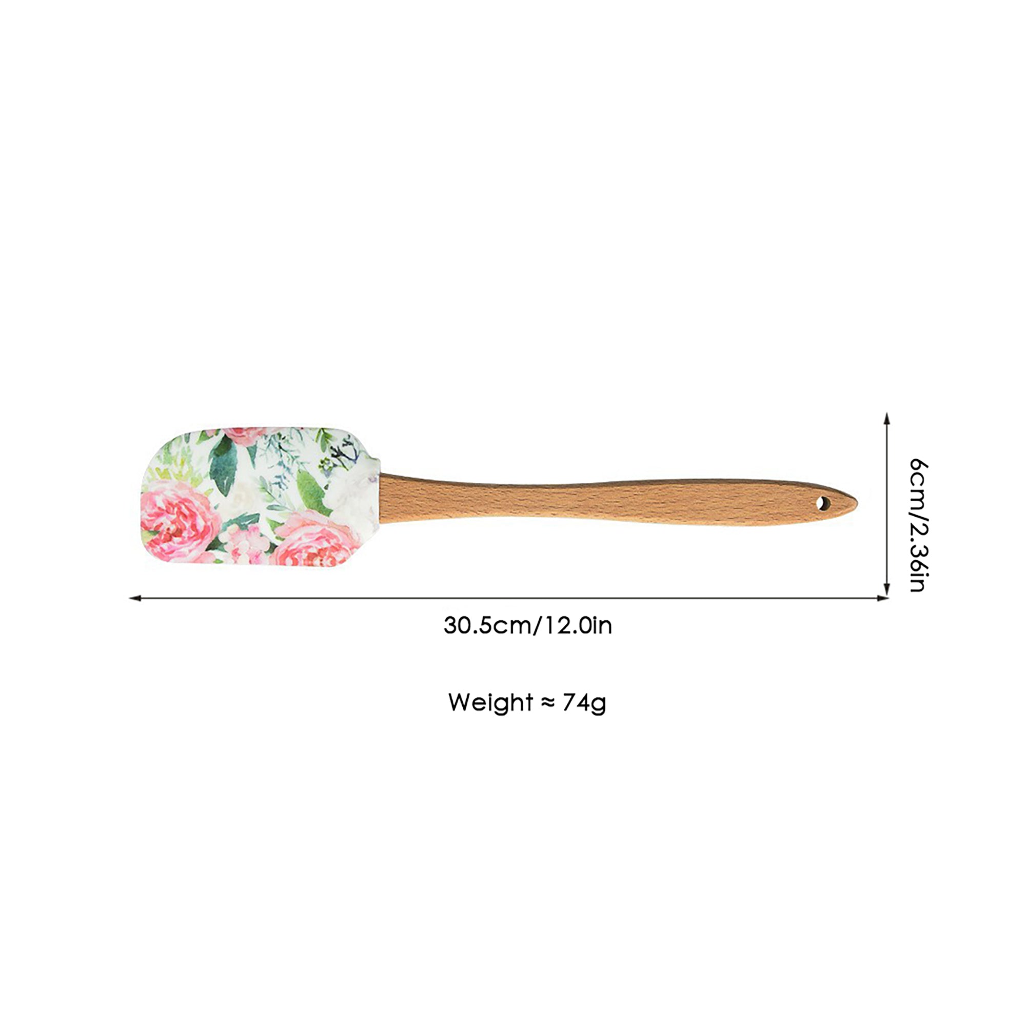 Anna-Kaci Silicone Spatula Set Butterfly Floral Print Wooden Handle Heat Resistant Baking Mixing Tools 2 Piece