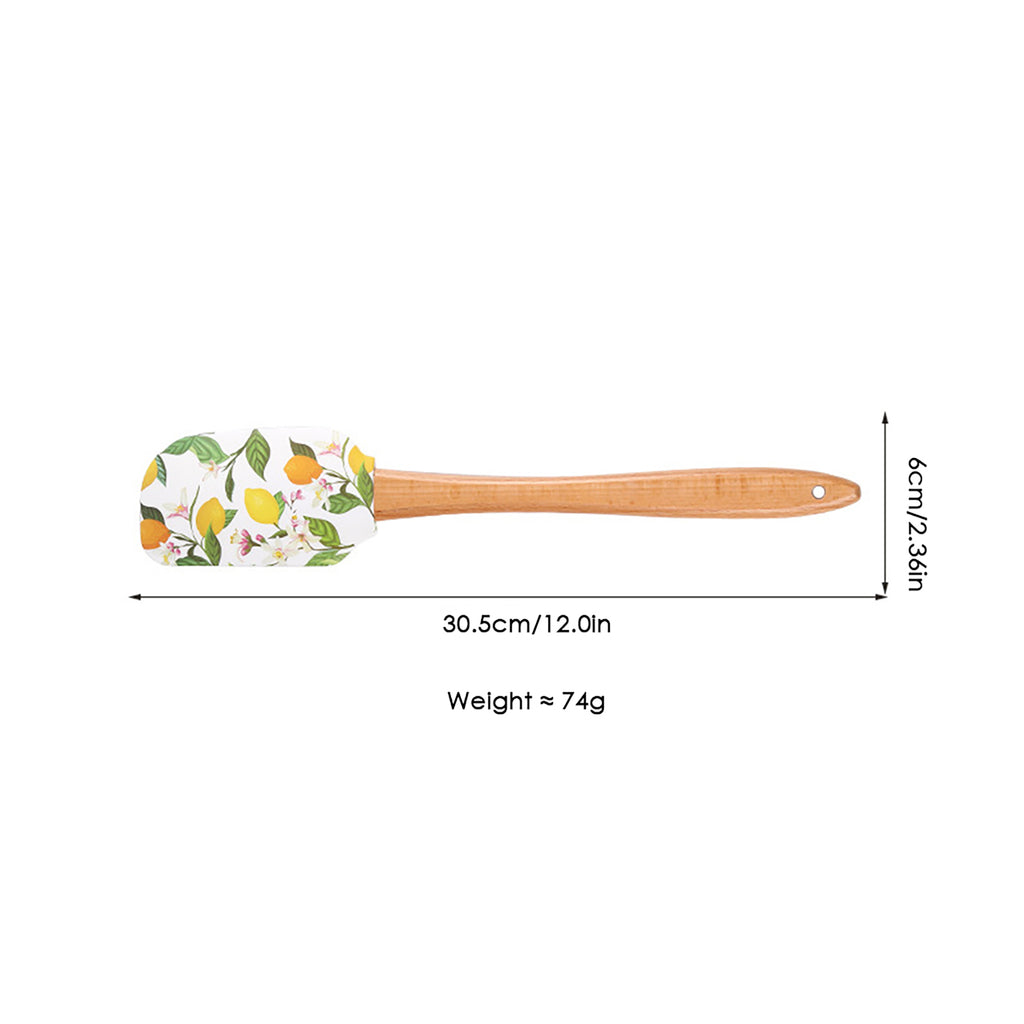 Anna-Kaci Silicone Spatula Set Butterfly Floral Print Wooden Handle Heat Resistant Baking Mixing Tools 2 Piece