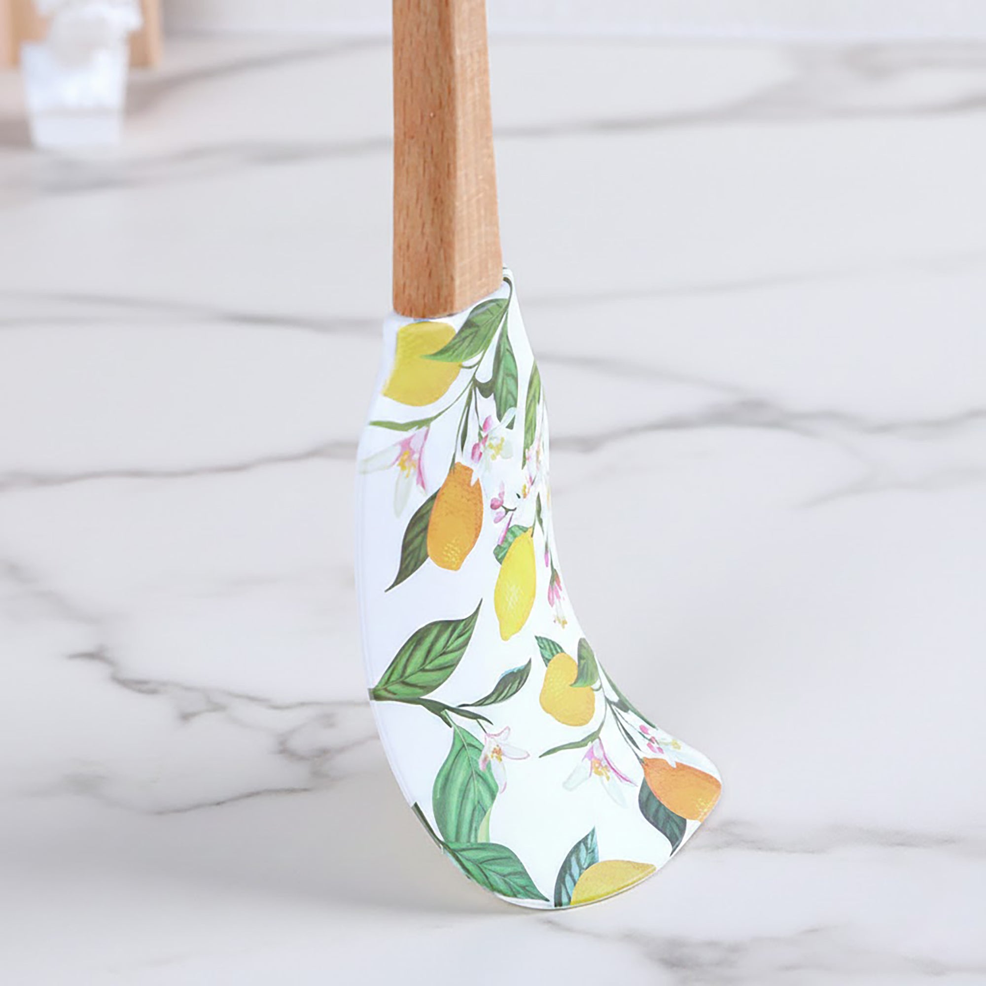Anna-Kaci Silicone Spatula Set Butterfly Floral Print Wooden Handle Heat Resistant Baking Mixing Tools 2 Piece